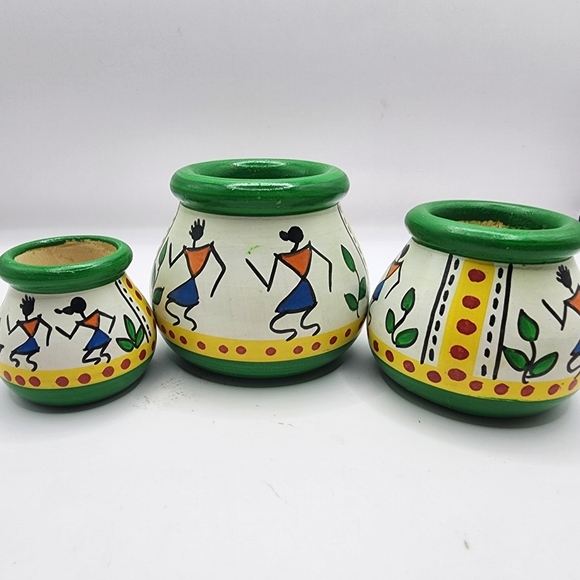 3 Wooden Matki Pot Set - 1.5"-2.5" - Picture 2 of 6